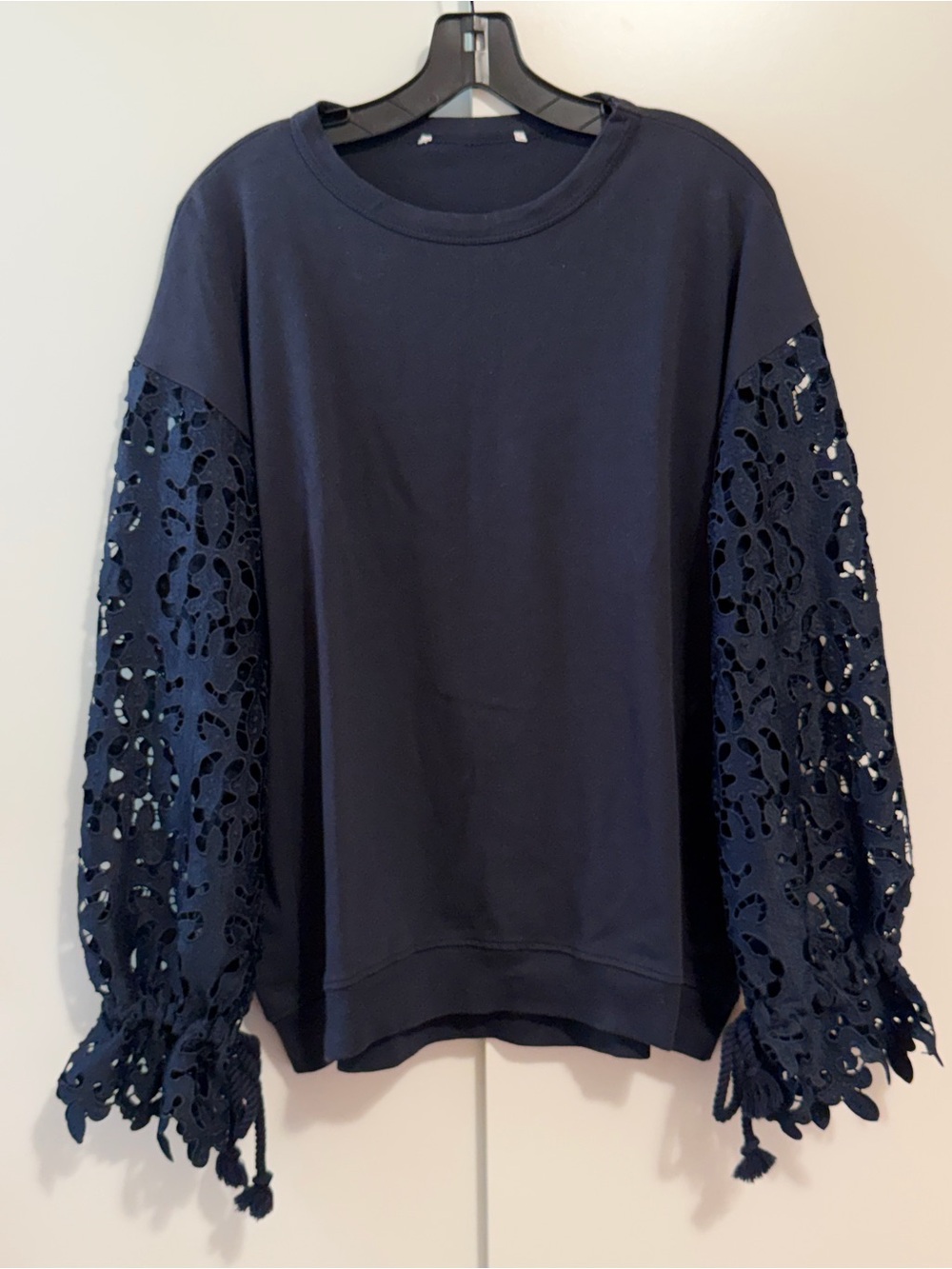See by Chloé Lace Sleeve Navy Sweatshirt size S